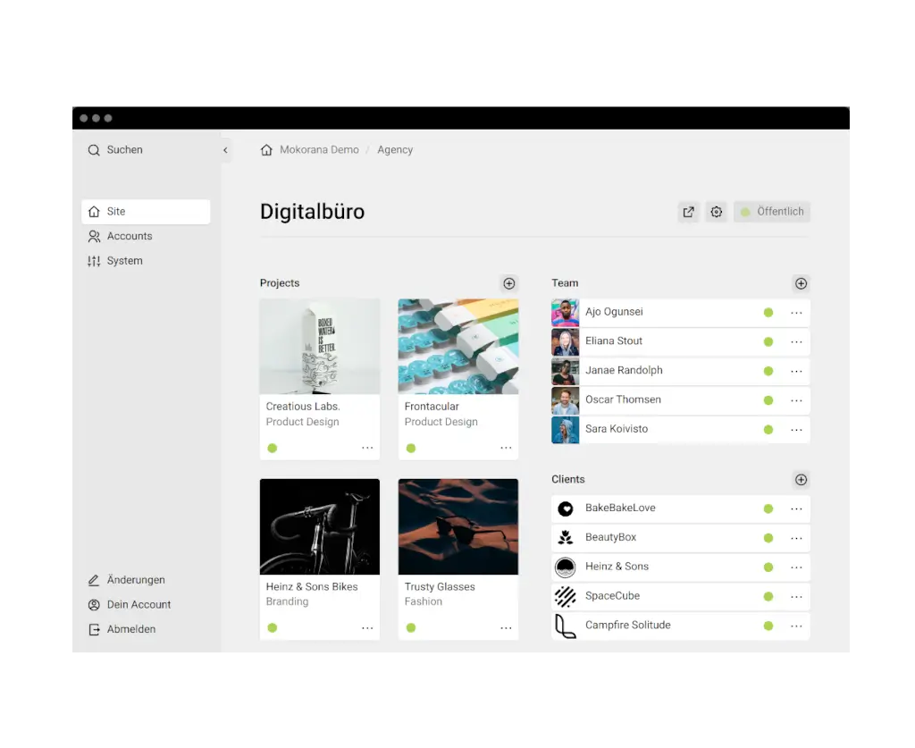 Screenshot vom Backend des KirbyCMS